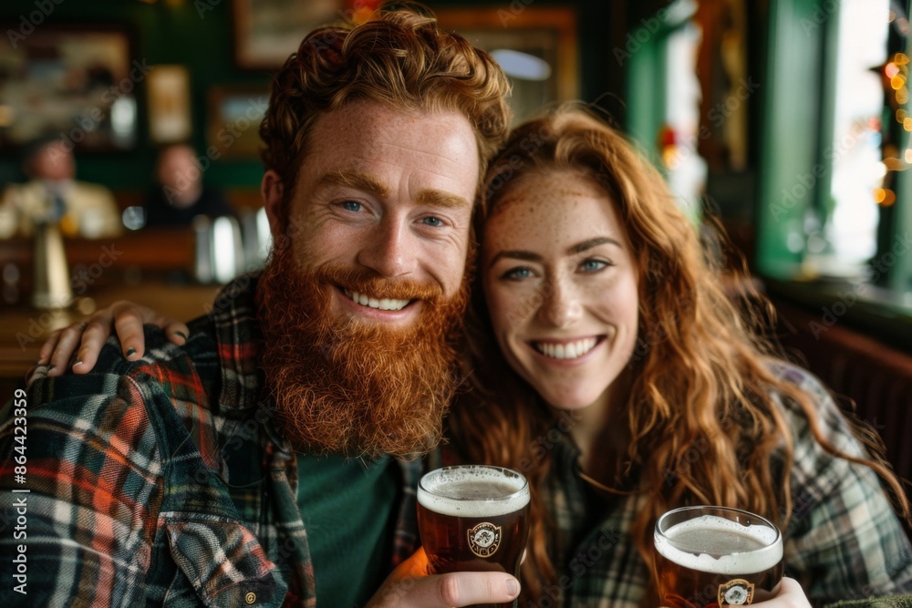 Young Couple Enjoying Beers at Cozy Pub