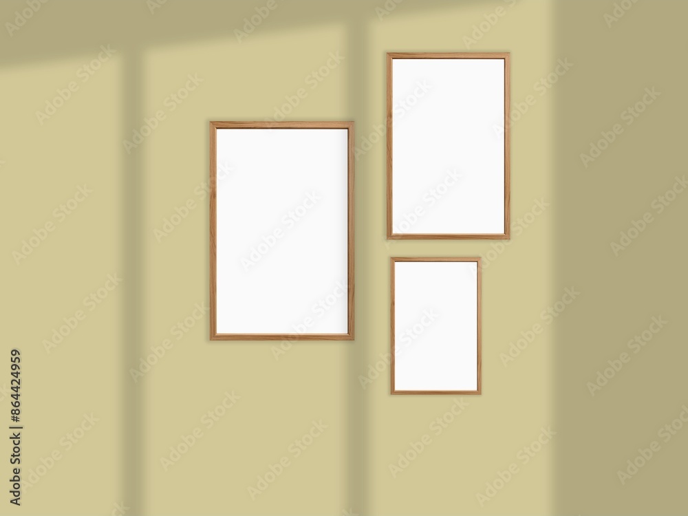 Mock up blank frame hanging on wall in room Mock up blank frame hanging on wall in room