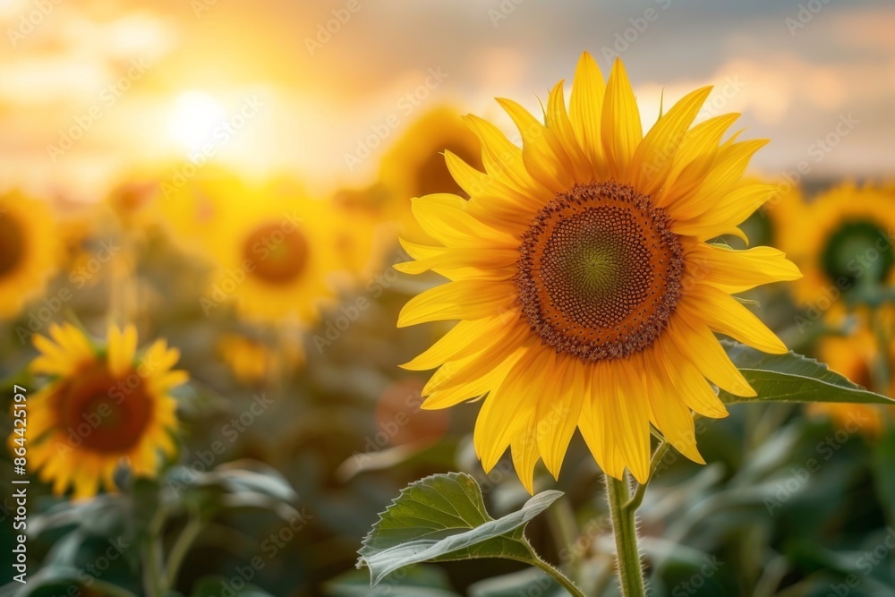 Obraz premium Sunflower Field at Sunset