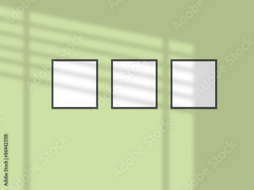 Mock up blank frame hanging on wall in room
