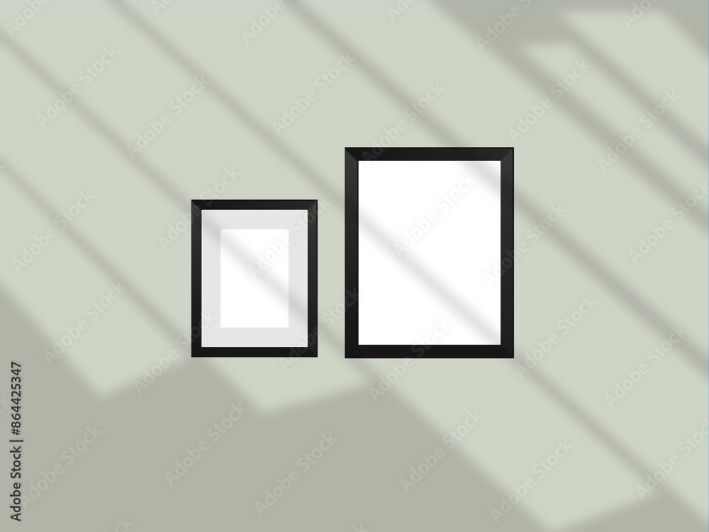 Mock up blank frame hanging on wall in room