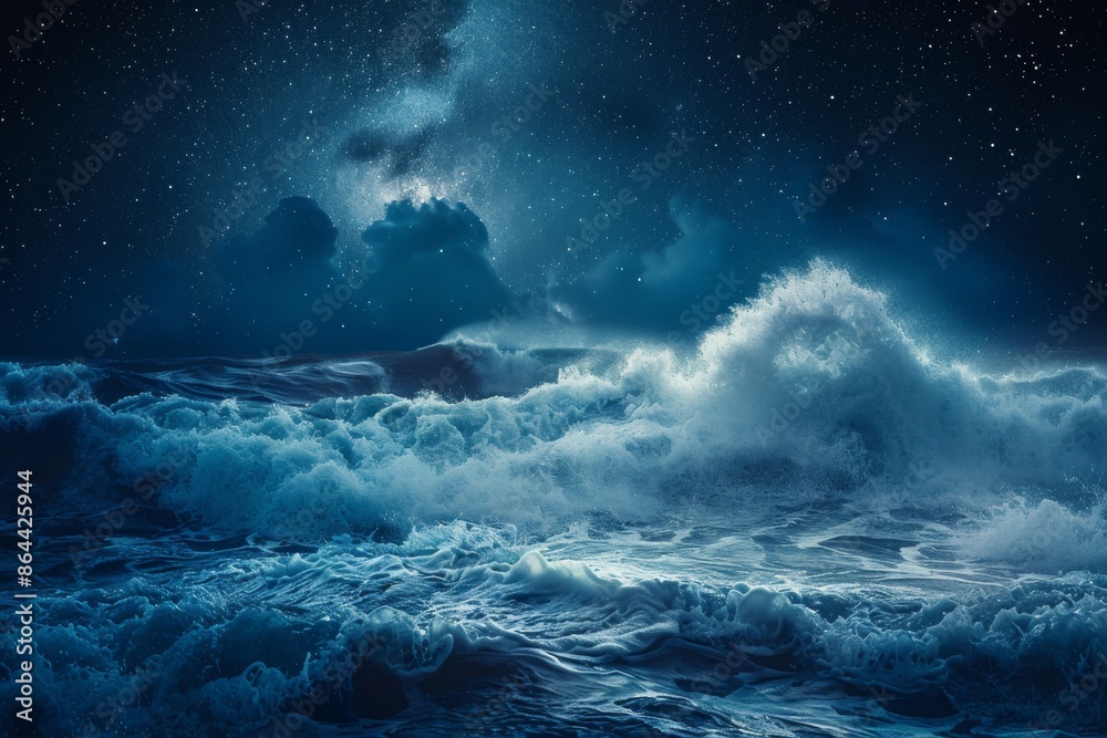Majestic Night Ocean Under Starlit Sky Majestic Night Ocean Under Starlit Sky