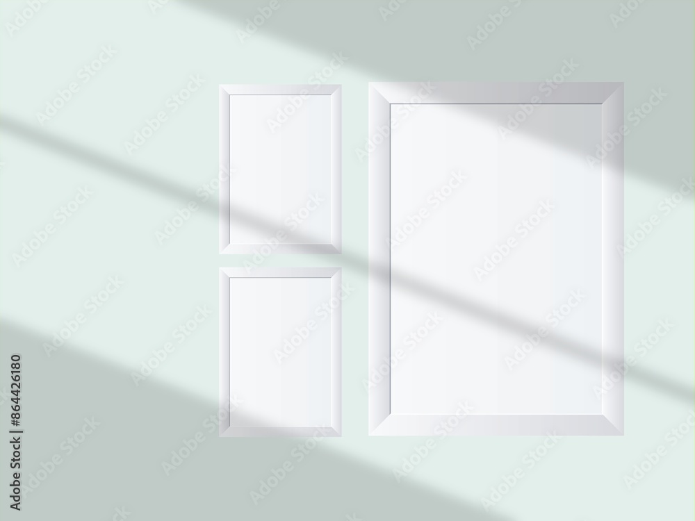 Vertical picture frames mockup with wal, Sunlight. Vertical picture frames mockup with wal, Sunlight.