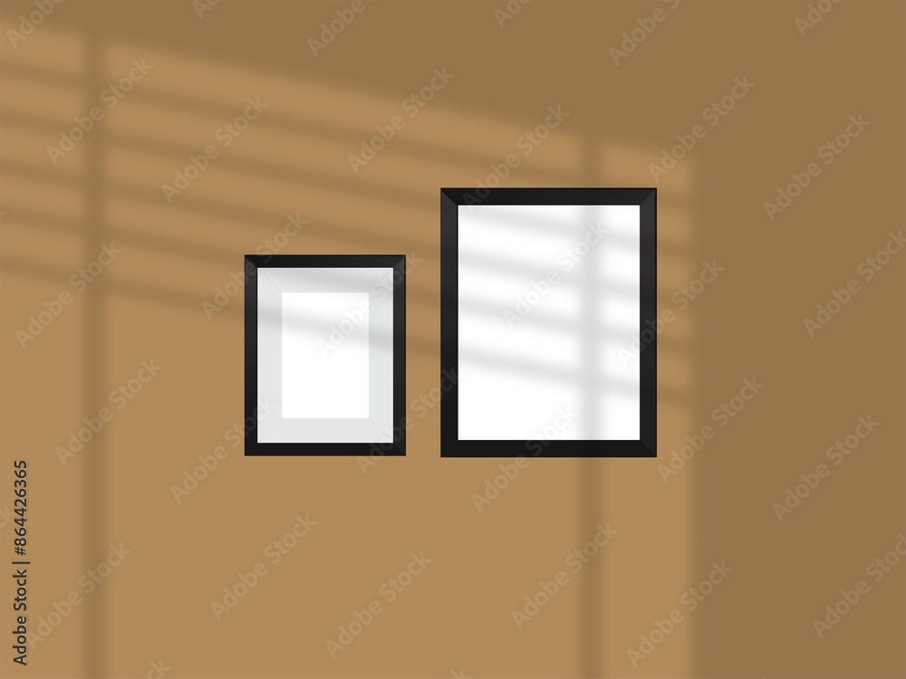 Vertical picture frames mockup with wal, Sunlight. Vertical picture frames mockup with wal, Sunlight.