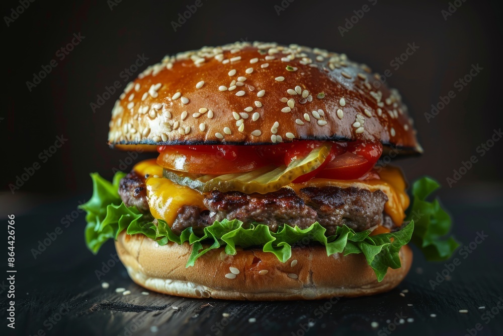 Cheeseburger on Sesame Seed Bun Cheeseburger on Sesame Seed Bun