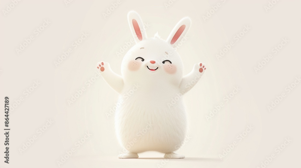 A white rabbit standing up with its hands in the air A white rabbit standing up with its hands in the air
