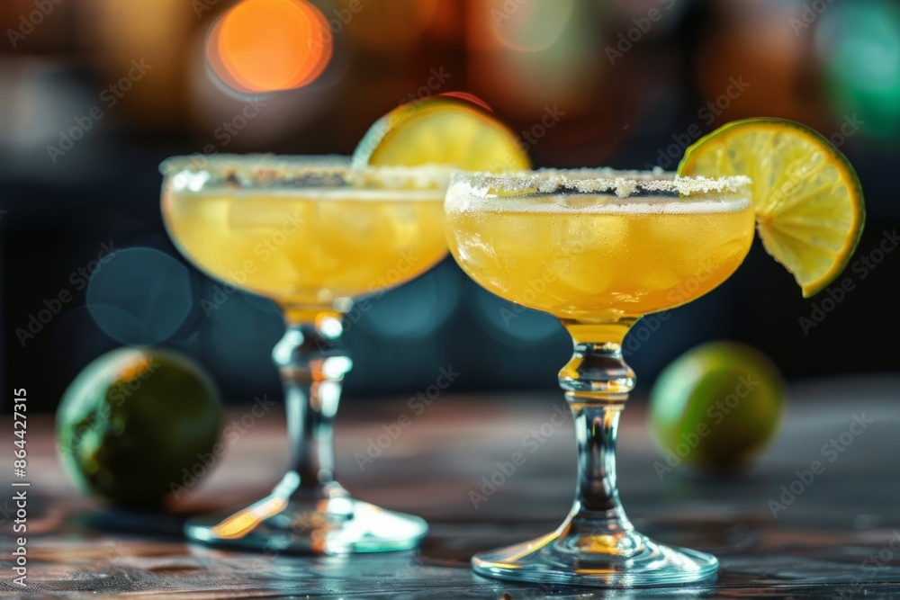 Two Margarita Cocktails in a Bar Two Margarita Cocktails in a Bar