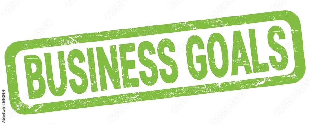 BUSINESS GOALS text written on green rectangle stamp. BUSINESS GOALS text written on green rectangle stamp.