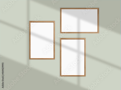 Photo frame mockup with shadow overlay and pastel color background