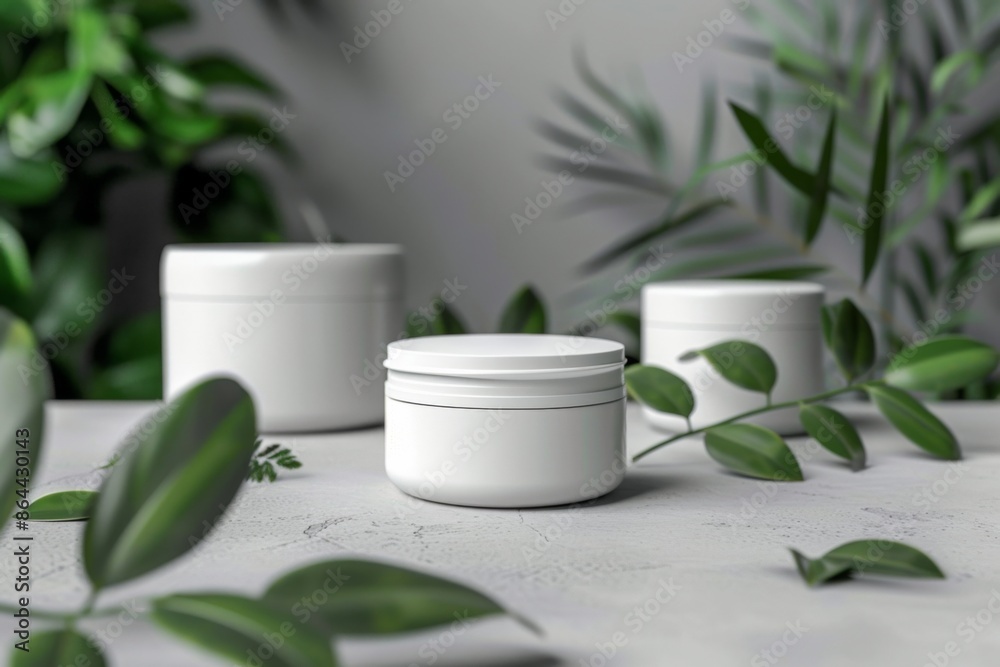 Skincare Product Mockup Surrounded by Greenery Skincare Product Mockup Surrounded by Greenery