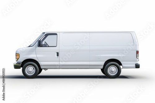 White Cargo Van Isolated on White Background