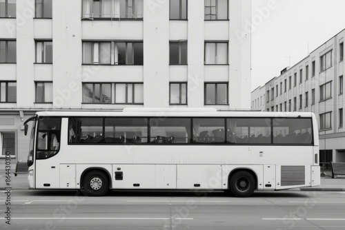 City Bus in Front of Modern Building