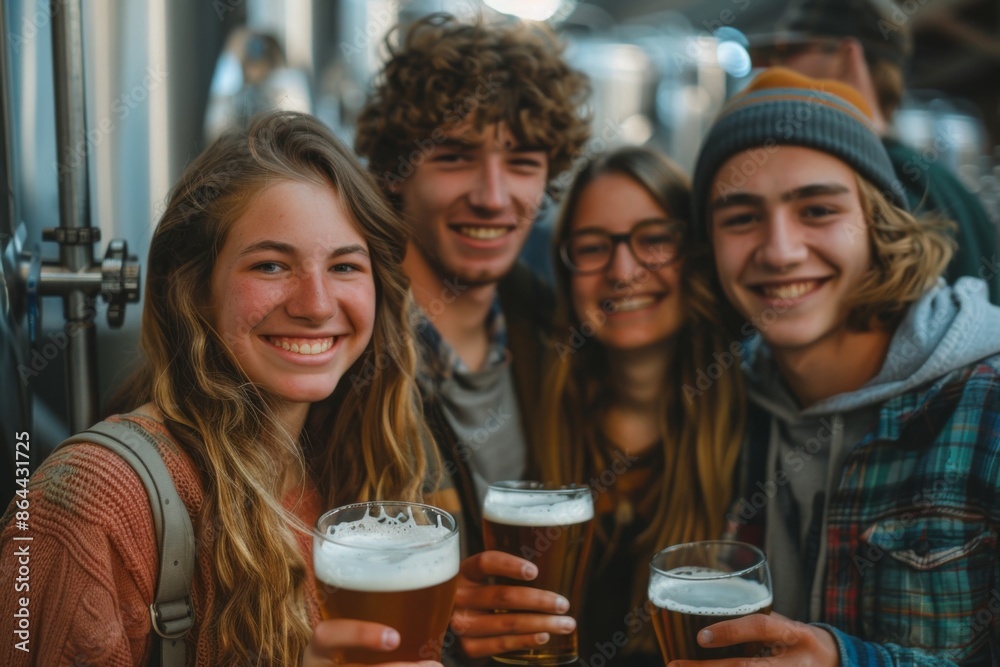 Young Friends Enjoying Craft Beer at Brewery Young Friends Enjoying Craft Beer at Brewery