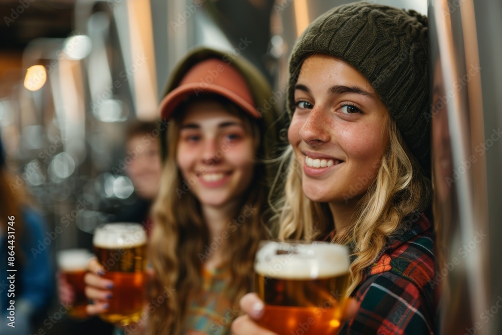 Two friends enjoying craft beer at a brewery Two friends enjoying craft beer at a brewery