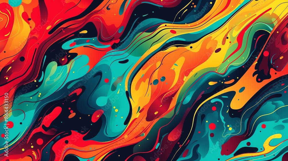 Fototapeta premium Vivid Abstract Swirls. A Colorful Fluid Art Background