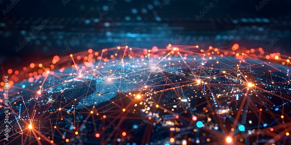 Global tech network connecting data Cybernetic planet with glowing connections. Concept Tech Network, Cybernetic Planet, Data Connections, Glowing Global, Transformational Technology Global tech network connecting data Cybernetic planet with glowing connections. Concept Tech Network, Cybernetic Planet, Data Connections, Glowing Global, Transformational Technology