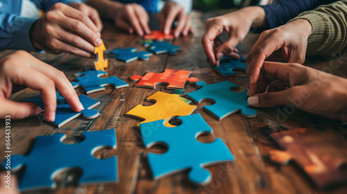 Wallpaper Mural Company employees playing game and joining pieces of jigsaw puzzle during team building activity Torontodigital.ca