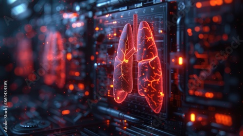 Innovative Lung Cancer Treatment: Nanobots in High-Tech Lab Setting © Ummeya