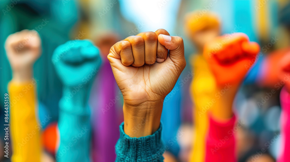 Some people raised their hands in the air, Human rights concept
Some people raised their hands in the air, Human rights concept