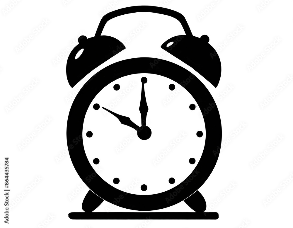 schwarze Silhouette Kontrast Wecker icon isoliert auf weißen Hintergrund, Freisteller