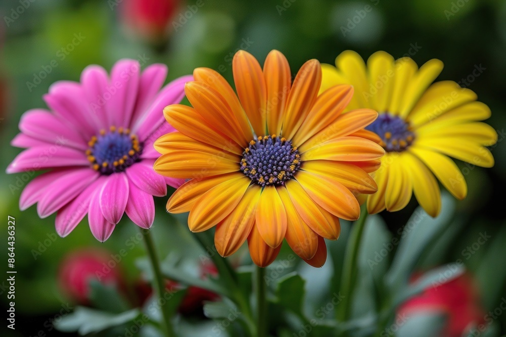 Close-up of pink, yellow, and orange wildflowers Close-up of pink, yellow, and orange wildflowers