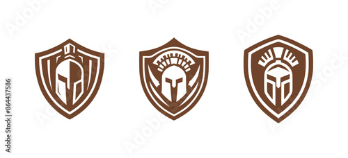 vector set of spartan warrior shield - artwork 1