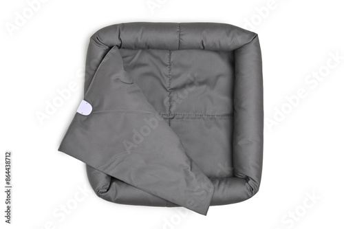 Electric heated pet bed on white background, top view