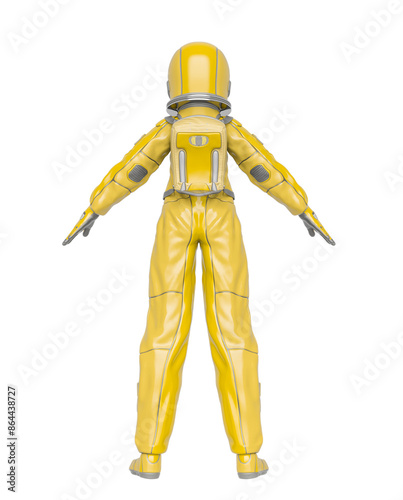 astronaut girl in a pose on rear view