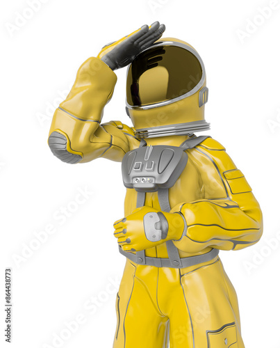 astronaut girl is blibded on close up view