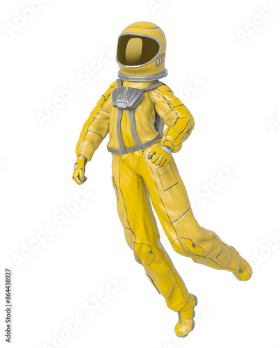 astronaut girl is walking on space