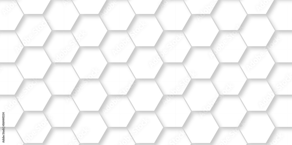Vector White Hexagonal Background. Luxury White Pattern. Vector Illustration. 3D Futuristic abstract honeycomb mosaic white background. geometric mesh cell texture. modern futuristic wallpaper.
Vector White Hexagonal Background. Luxury White Pattern. Vector Illustration. 3D Futuristic abstract honeycomb mosaic white background. geometric mesh cell texture. modern futuristic wallpaper.