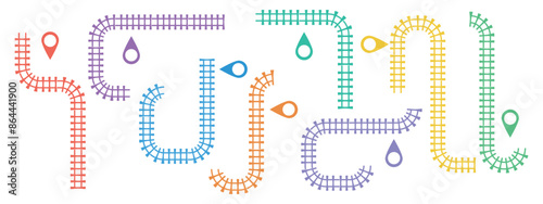 Railroad tracks, railway simple icon, rail track direction, train tracks colorful vector illustrations. Infographic elements, simple illustration.