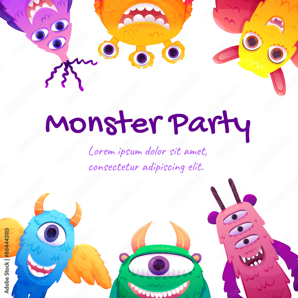 Banner for kids birthday or halloween party with funny monster Banner for kids birthday or halloween party with funny monster