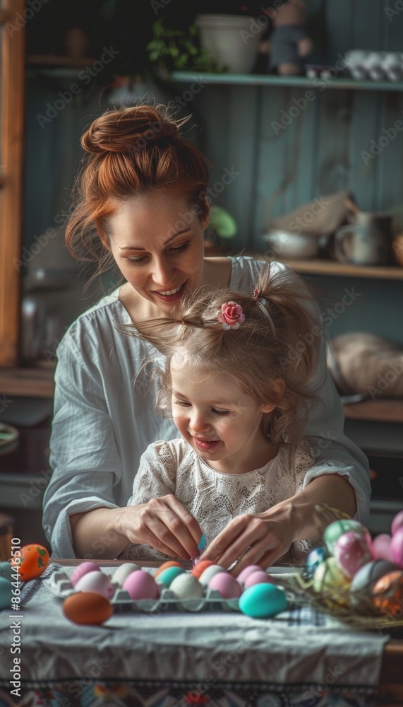 High-definition photo capturing the heartwarming scene a mother and daughter joyfully decorating High-definition photo capturing the heartwarming scene a mother and daughter joyfully decorating