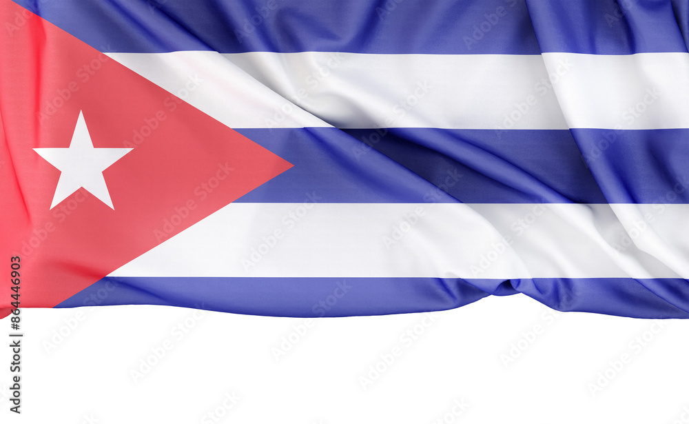 Flag of Cuba isolated on white background with copy space below. 3D rendering Flag of Cuba isolated on white background with copy space below. 3D rendering