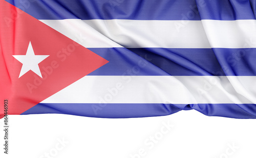 Photography Flag of Cuba isolated on white background with copy space below