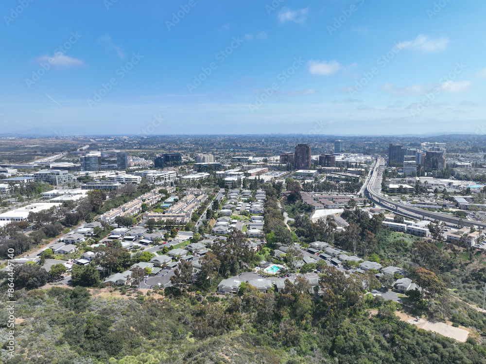 Aerial view of middle class community condominium apartment, San Diego Suburb, South California, USA.