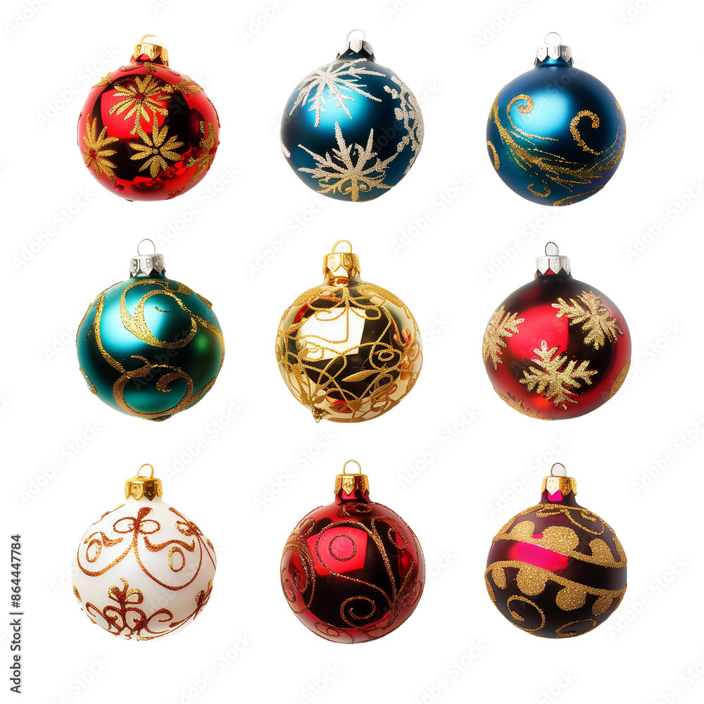christmas balls set isolated on transparent background christmas balls set isolated on transparent background