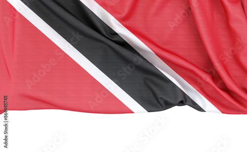 Flag of Trinidad and Tobago isolated on white background with copy space below. 3D rendering photo