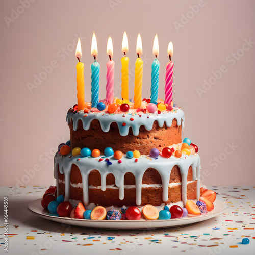 Wallpaper Mural birthday cake with candles Torontodigital.ca