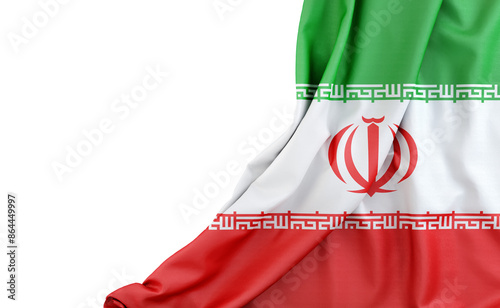 Flag of Iran with empty space on the left. Isolated. 3D Rendering