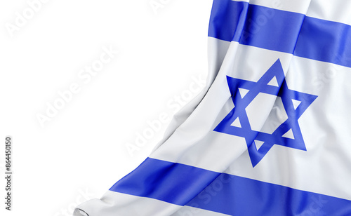 Flag of Israel with empty space on the left. Isolated. 3D Rendering