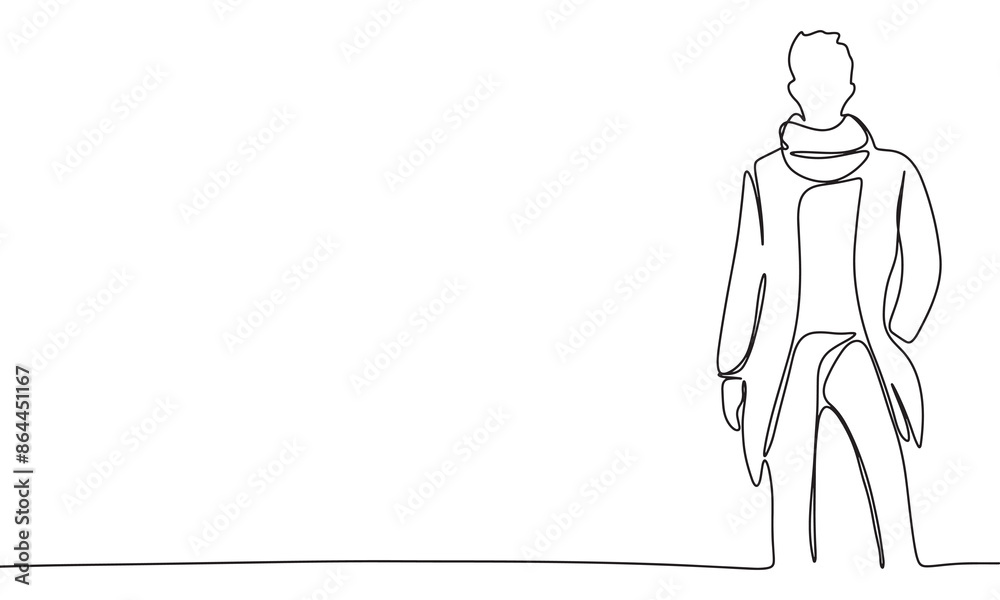 One line continuous man fashion silhouette. Hand drawn vector art. One line continuous man fashion silhouette. Hand drawn vector art.