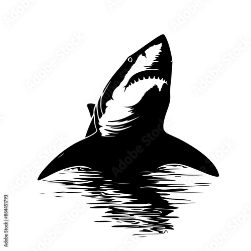 Shark jumping out of water Vector Logo