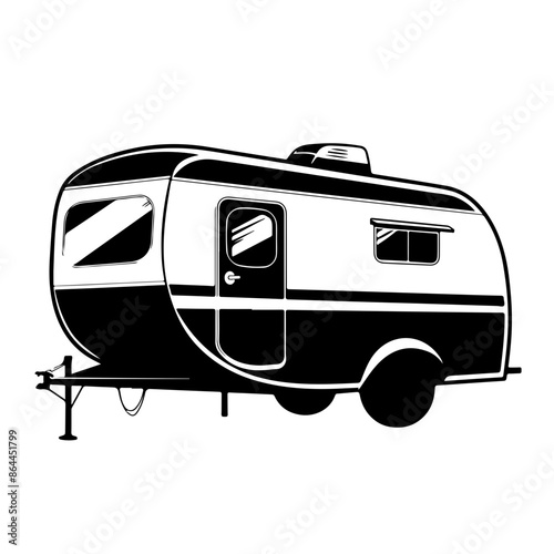 Retro Camper Trailer Vector Logo