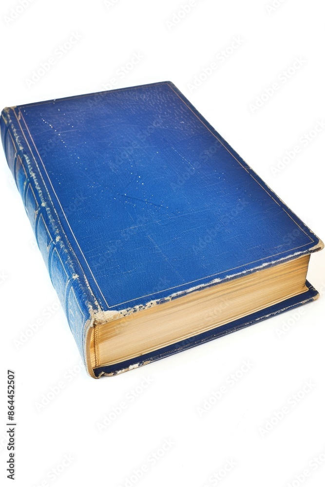 A blue book sitting on a plain white surface A blue book sitting on a plain white surface