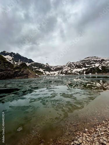 frozen lake in the mountains