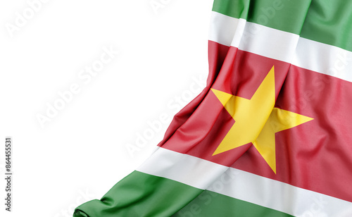 Flag of Suriname with empty space on the left. Isolated. 3D Rendering