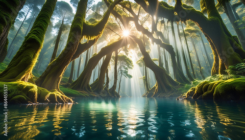 tropical island with palm trees