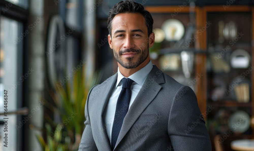 Confident Strong Man in Suit Looking Proud Confident Strong Man in Suit Looking Proud